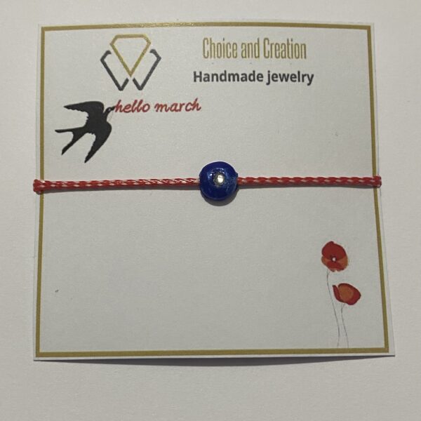 Χειροποίητο βραχιόλι Μάρτης  μάτι με κρυσταλλάκι, από πολυμερή πηλό